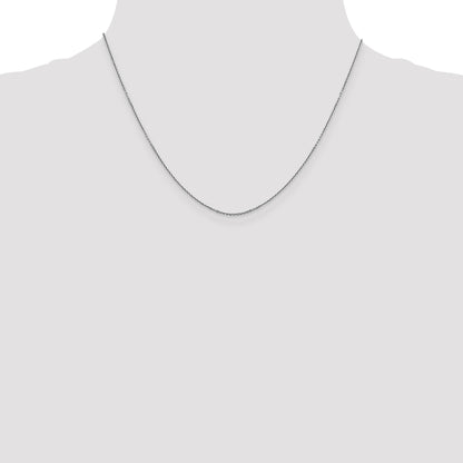 14K White Gold 18 inch .9mm Diamond-cut Round Open Link Cable with Lobster Clasp Chain