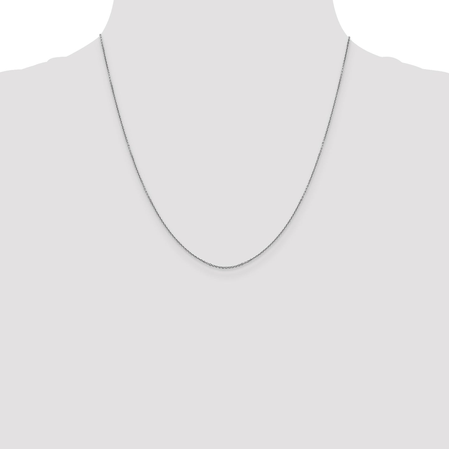 14K White Gold 20 inch .9mm Diamond-cut Round Open Link Cable with Lobster Clasp Chain