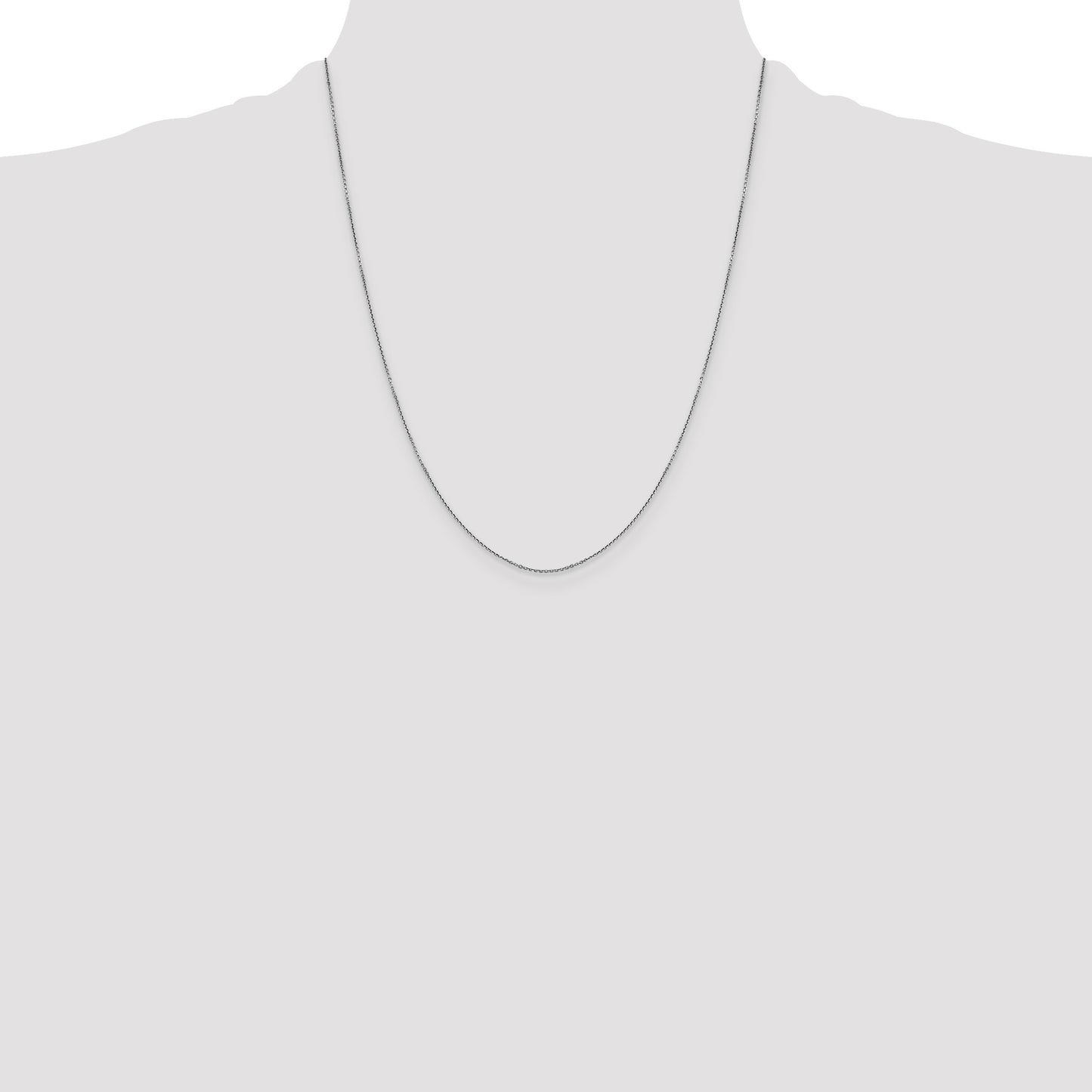 14K White Gold 22 inch .9mm Diamond-cut Round Open Link Cable with Lobster Clasp Chain
