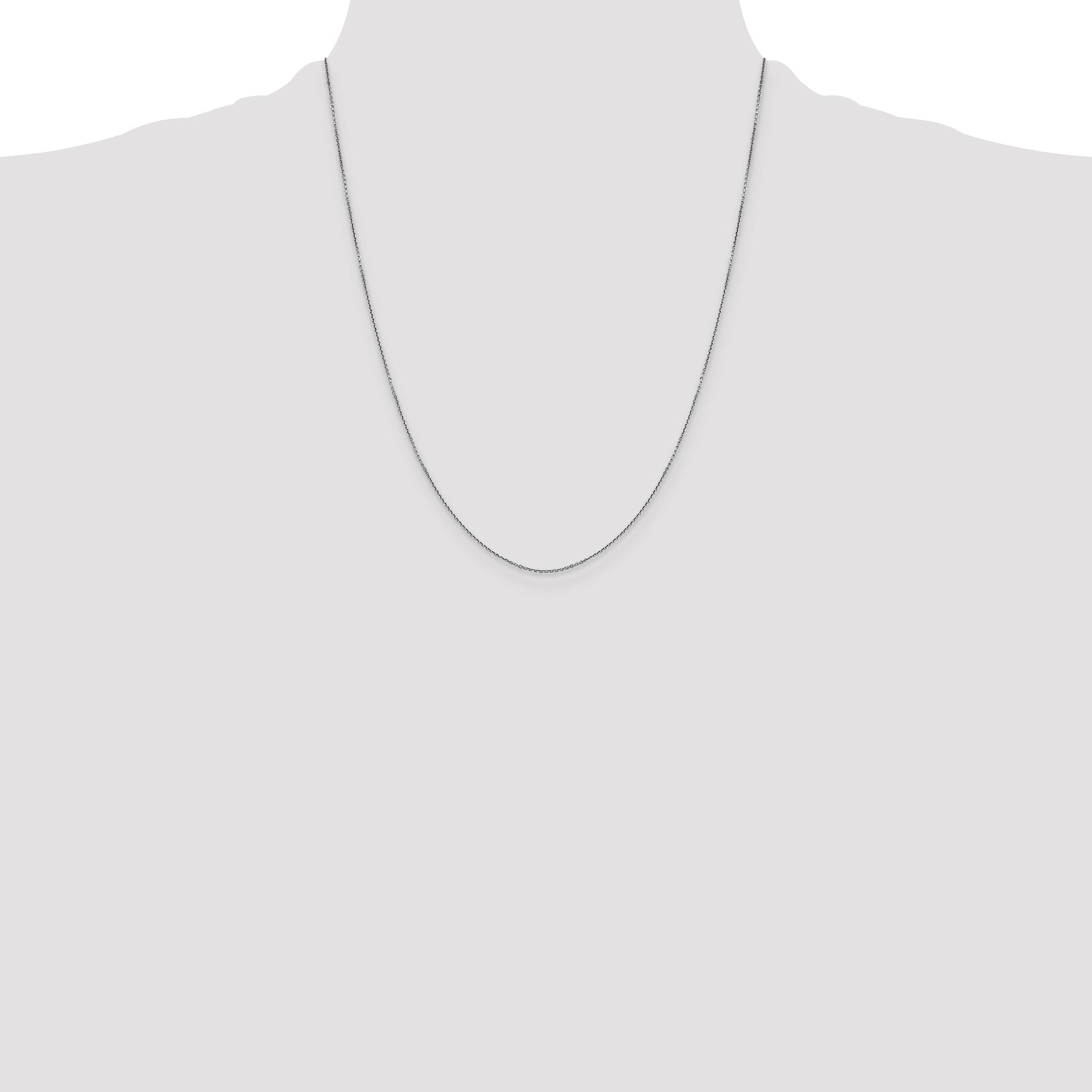 14K White Gold 22 inch .9mm Diamond-cut Round Open Link Cable with Lobster Clasp Chain