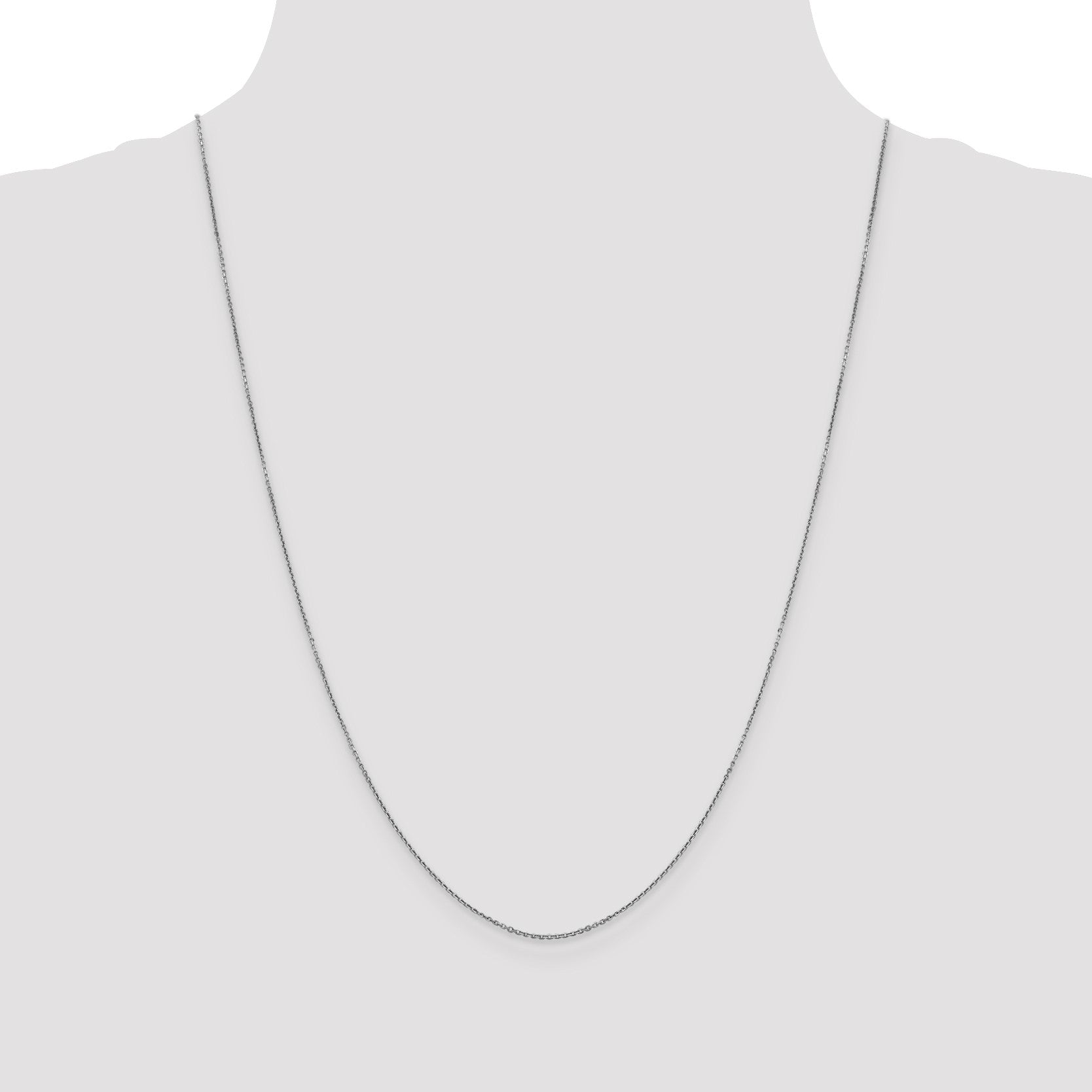 14K White Gold 24 inch .9mm Diamond-cut Round Open Link Cable with Lobster Clasp Chain