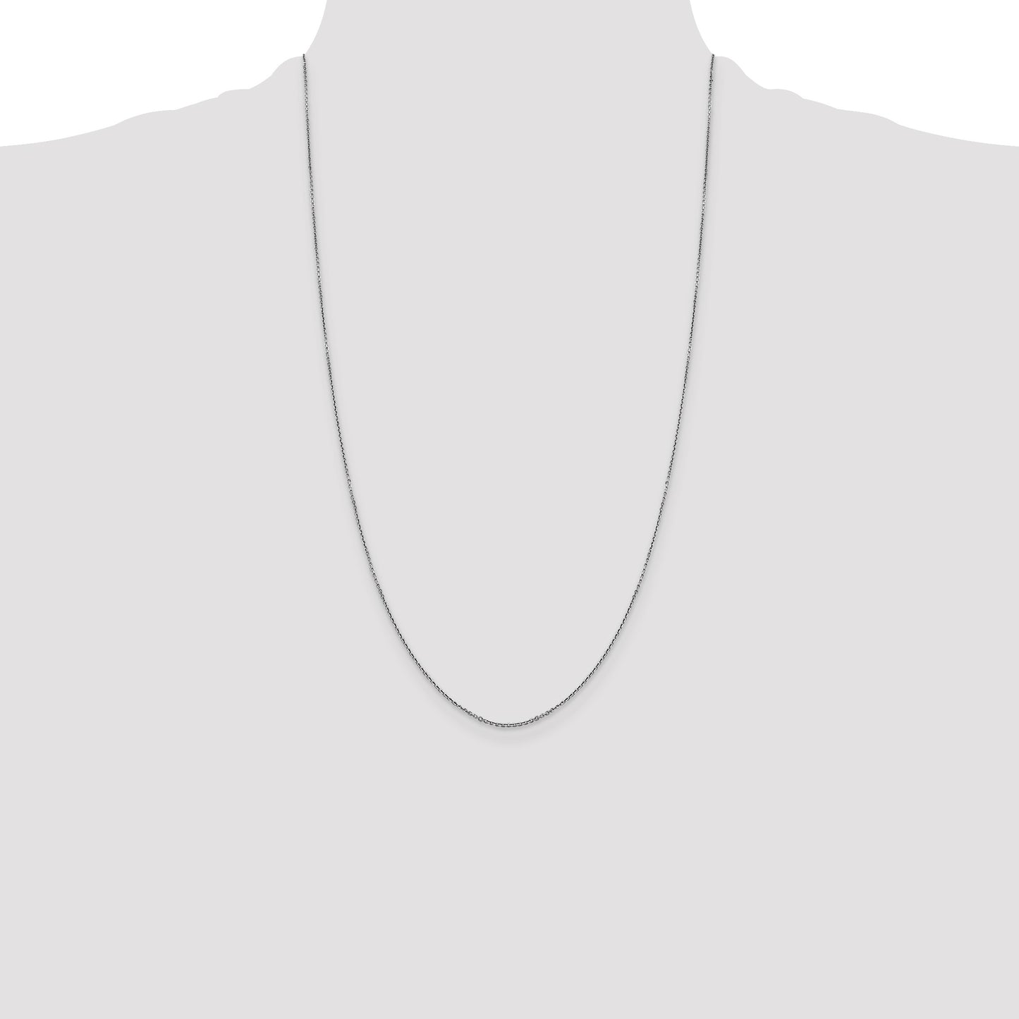 14K White Gold 26 inch .9mm Diamond-cut Round Open Link Cable with Lobster Clasp Chain