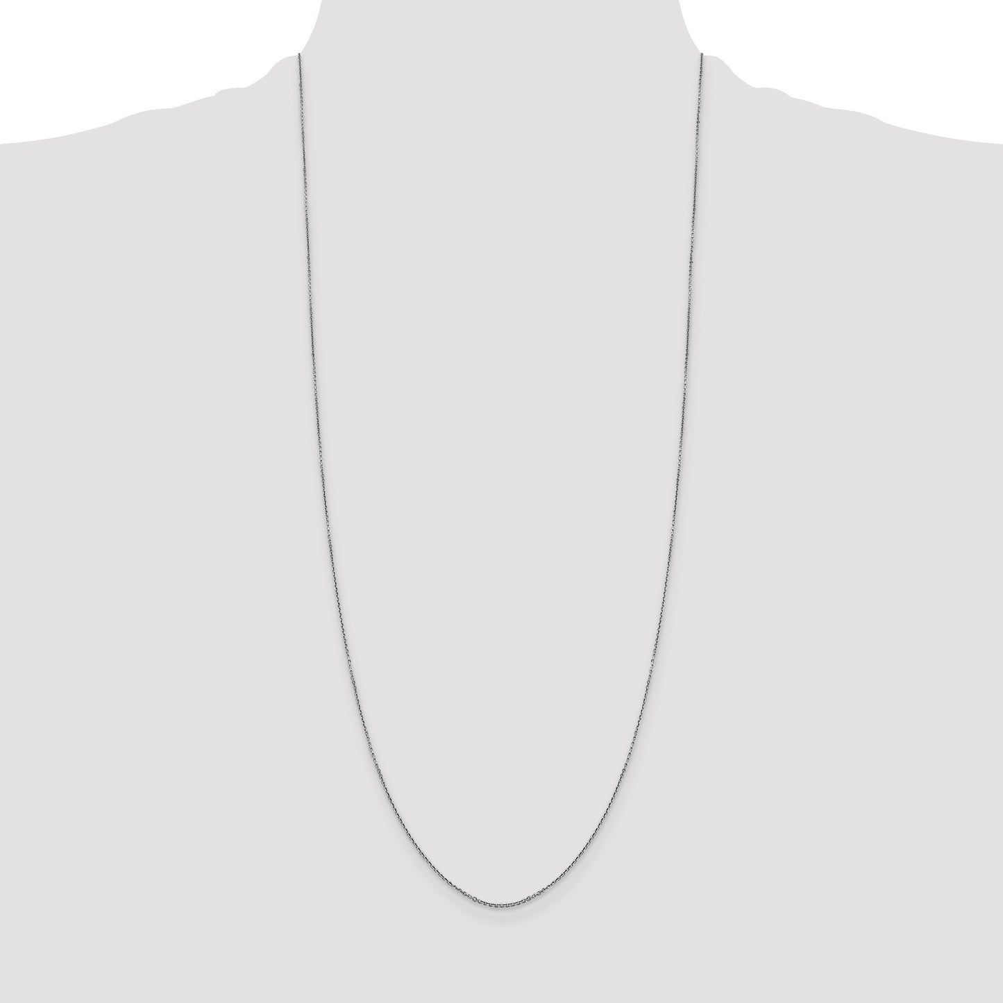 14K White Gold 30 inch .9mm Diamond-cut Round Open Link Cable with Lobster Clasp Chain