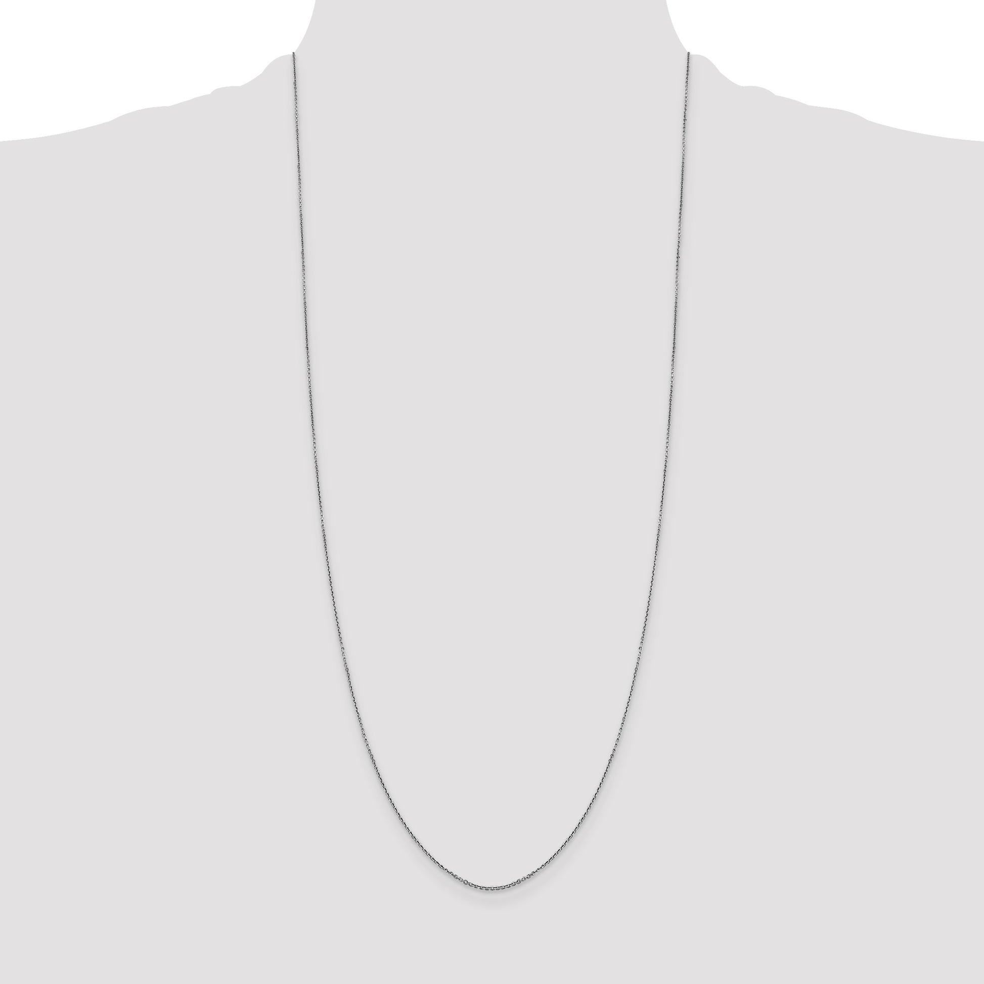 14K White Gold 30 inch .9mm Diamond-cut Round Open Link Cable with Lobster Clasp Chain