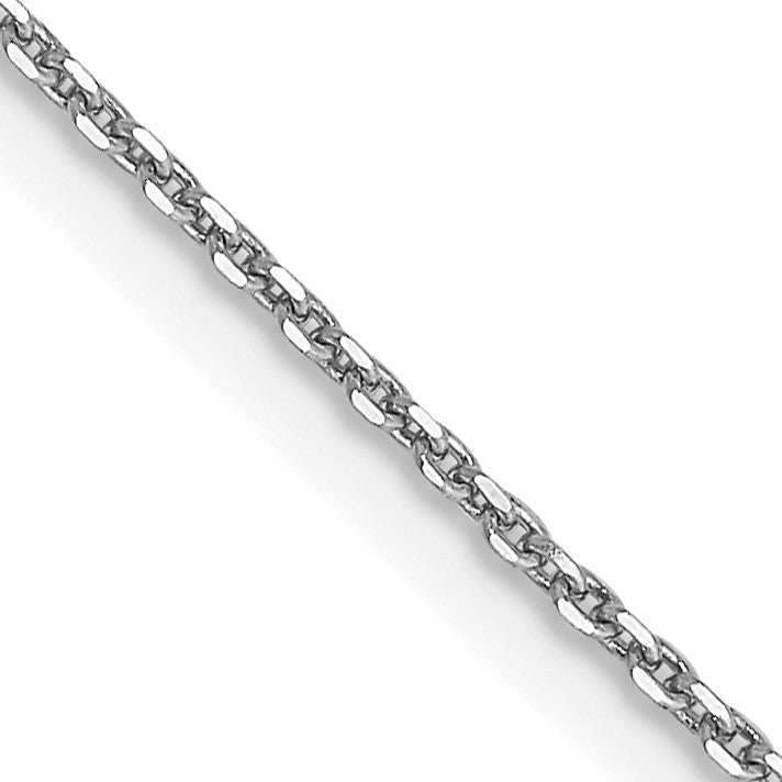 14K White Gold 24 inch .9mm Diamond-cut Round Open Link Cable with Lobster Clasp Chain