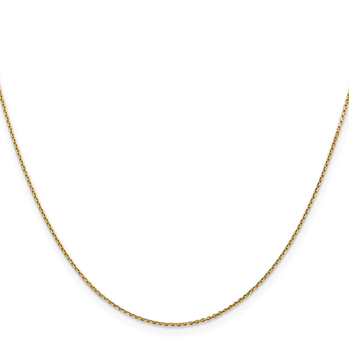 14K 18 inch .9mm Diamond-cut Round Open Link Cable with Lobster Clasp Chain