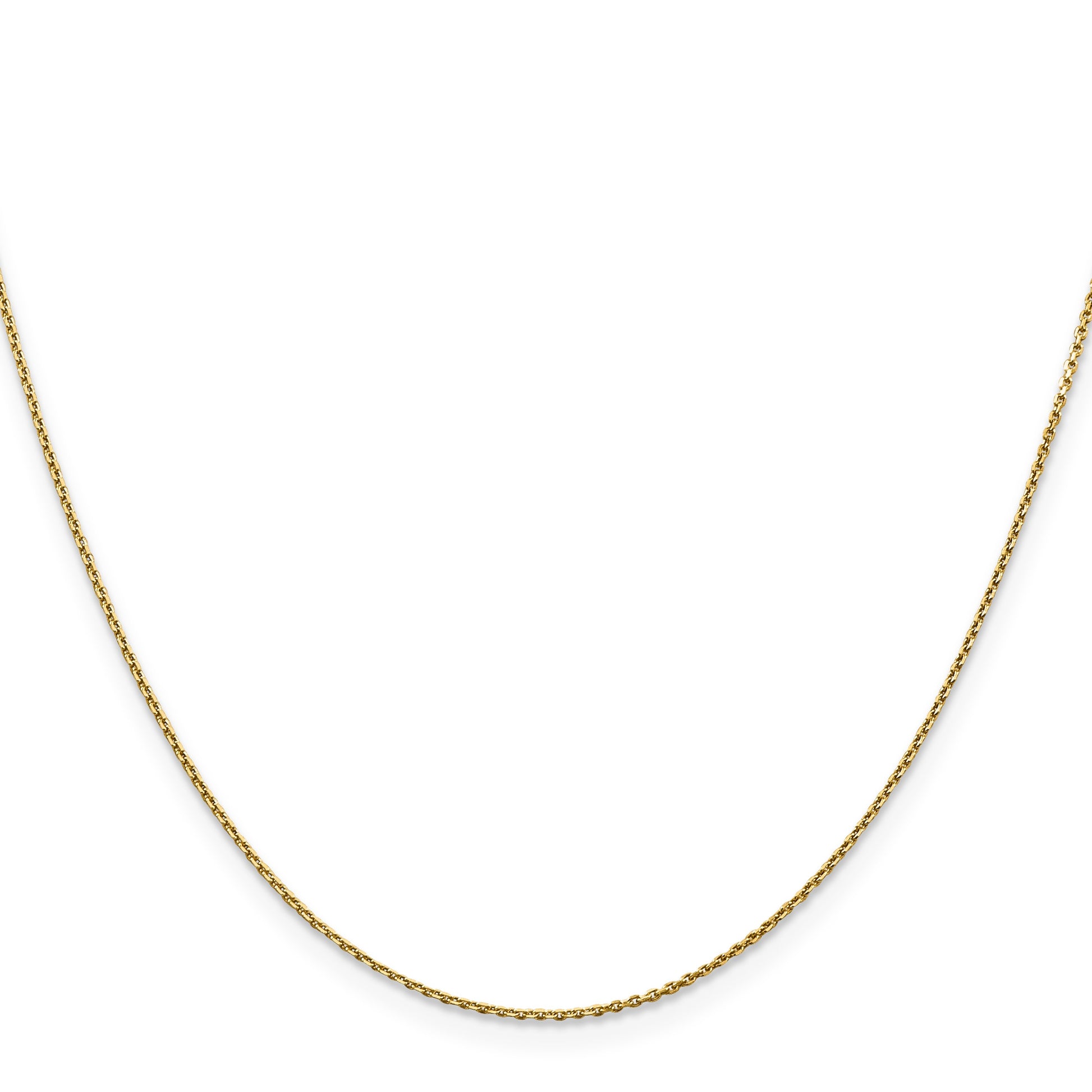 14K 18 inch .9mm Diamond-cut Round Open Link Cable with Lobster Clasp Chain