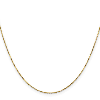 14K 20 inch .9mm Diamond-cut Round Open Link Cable with Lobster Clasp Chain