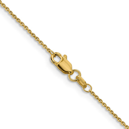 14K 20 inch .9mm Diamond-cut Round Open Link Cable with Lobster Clasp Chain