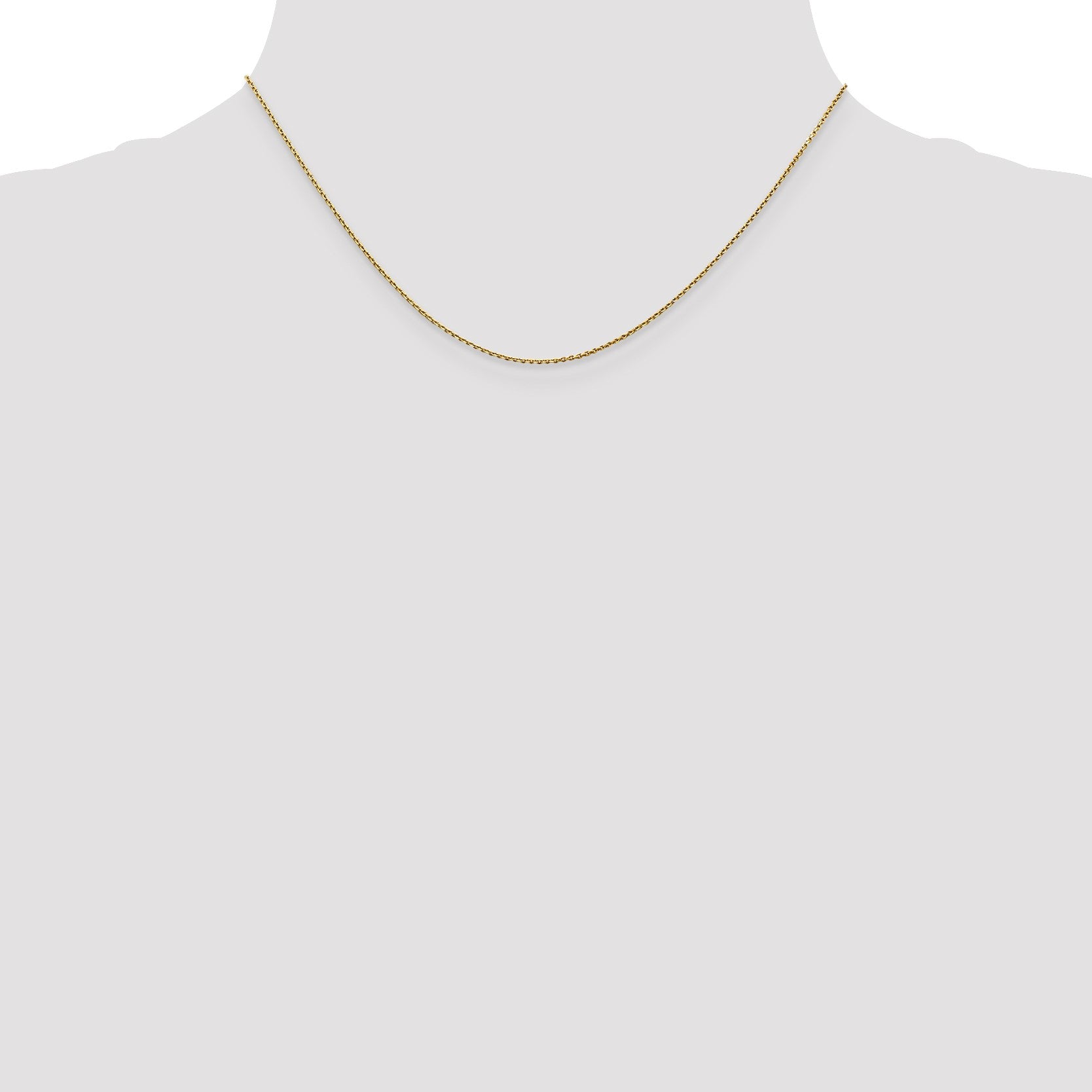 14K 16 inch .9mm Diamond-cut Round Open Link Cable with Lobster Clasp Chain