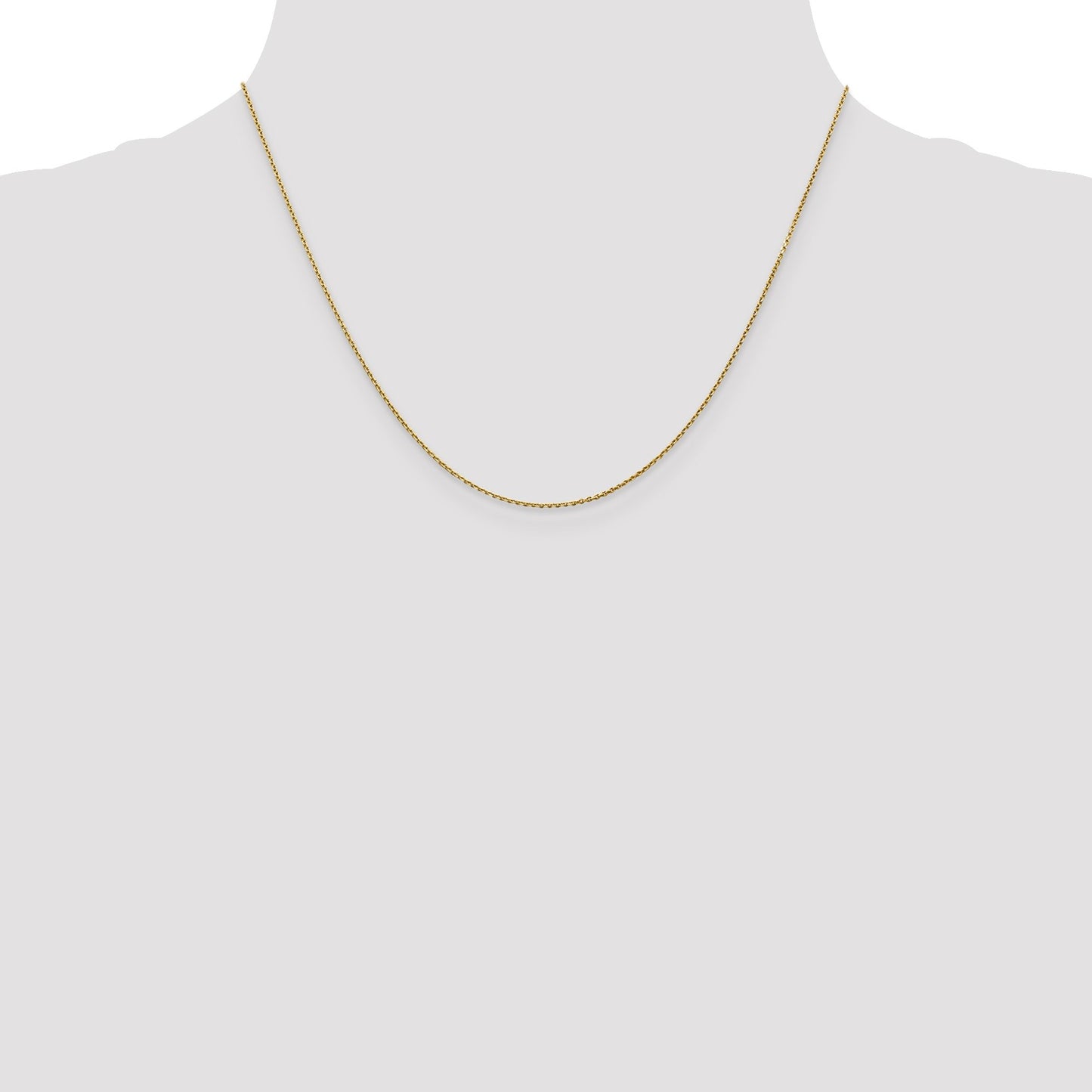 14K 18 inch .9mm Diamond-cut Round Open Link Cable with Lobster Clasp Chain
