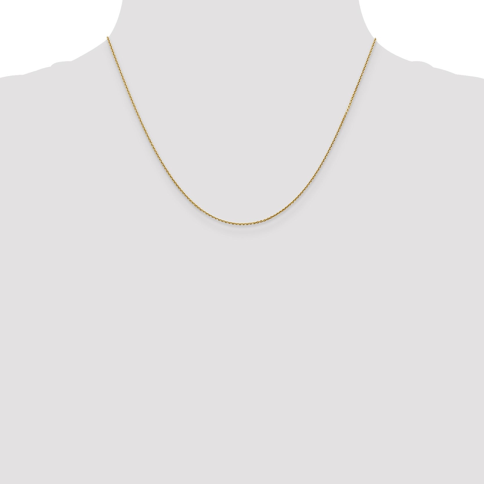 14K 18 inch .9mm Diamond-cut Round Open Link Cable with Lobster Clasp Chain