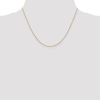 14K 18 inch .9mm Diamond-cut Round Open Link Cable with Lobster Clasp Chain