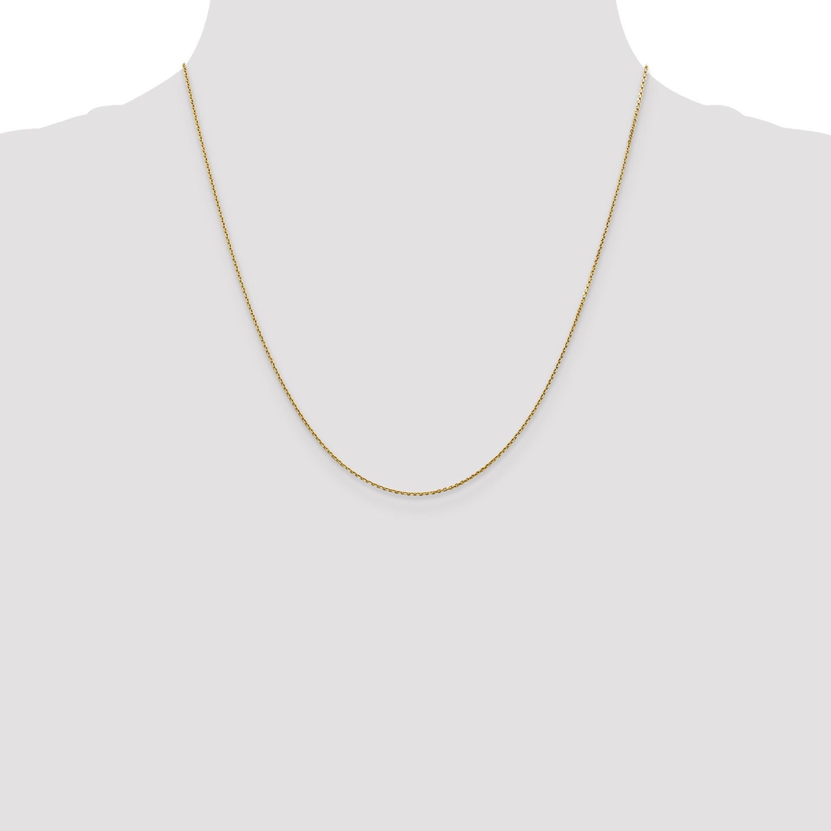 14K 20 inch .9mm Diamond-cut Round Open Link Cable with Lobster Clasp Chain