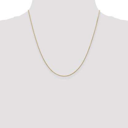 14K 20 inch .9mm Diamond-cut Round Open Link Cable with Lobster Clasp Chain