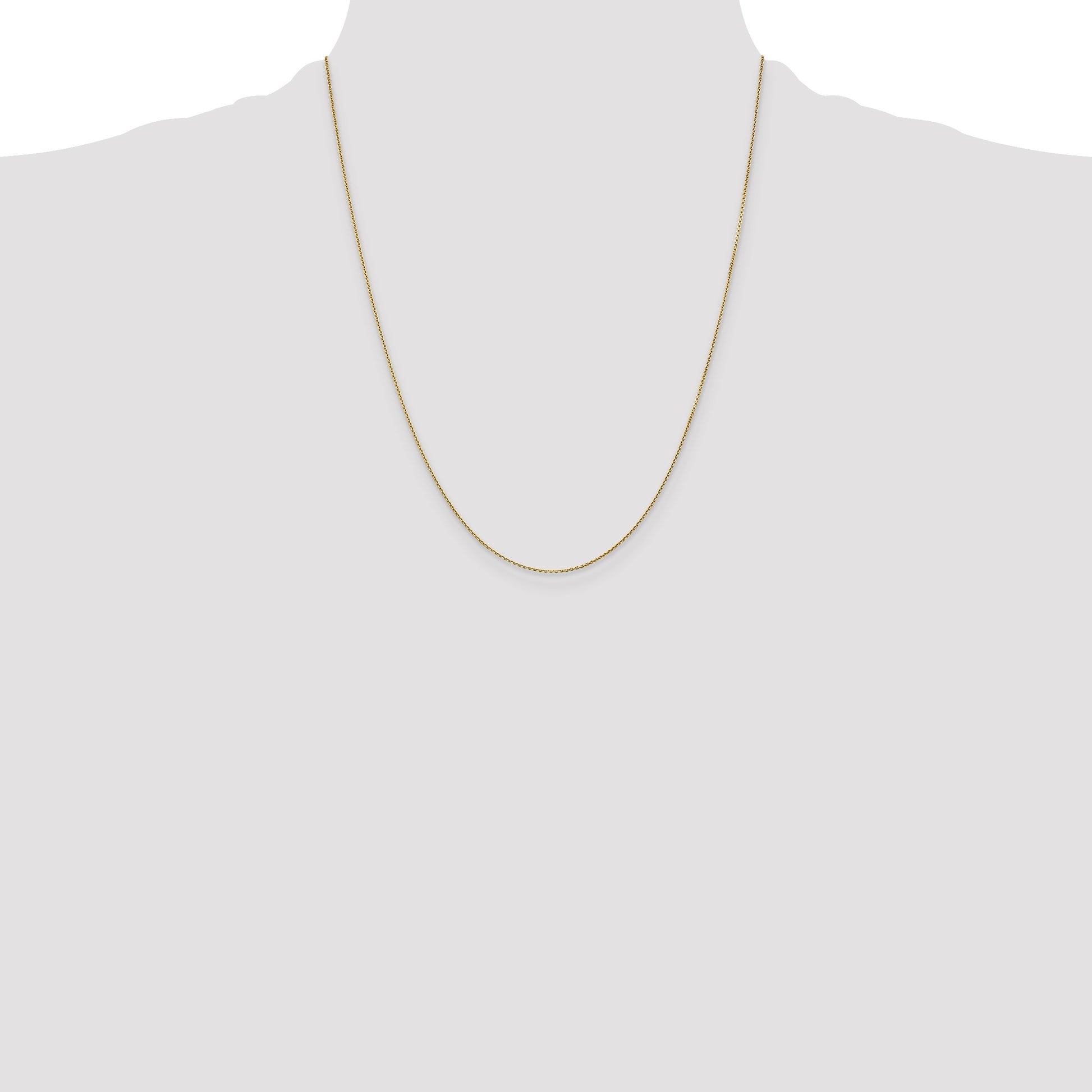 14K 22 inch .9mm Diamond-cut Round Open Link Cable with Lobster Clasp Chain