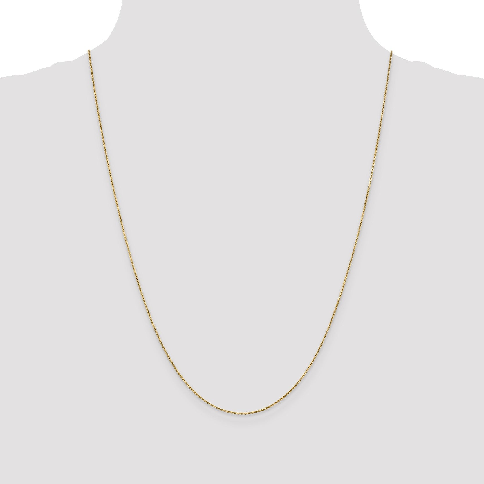 14K 24 inch .9mm Diamond-cut Round Open Link Cable with Lobster Clasp Chain