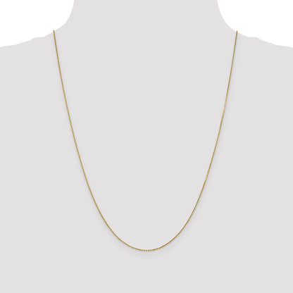 14K 24 inch .9mm Diamond-cut Round Open Link Cable with Lobster Clasp Chain