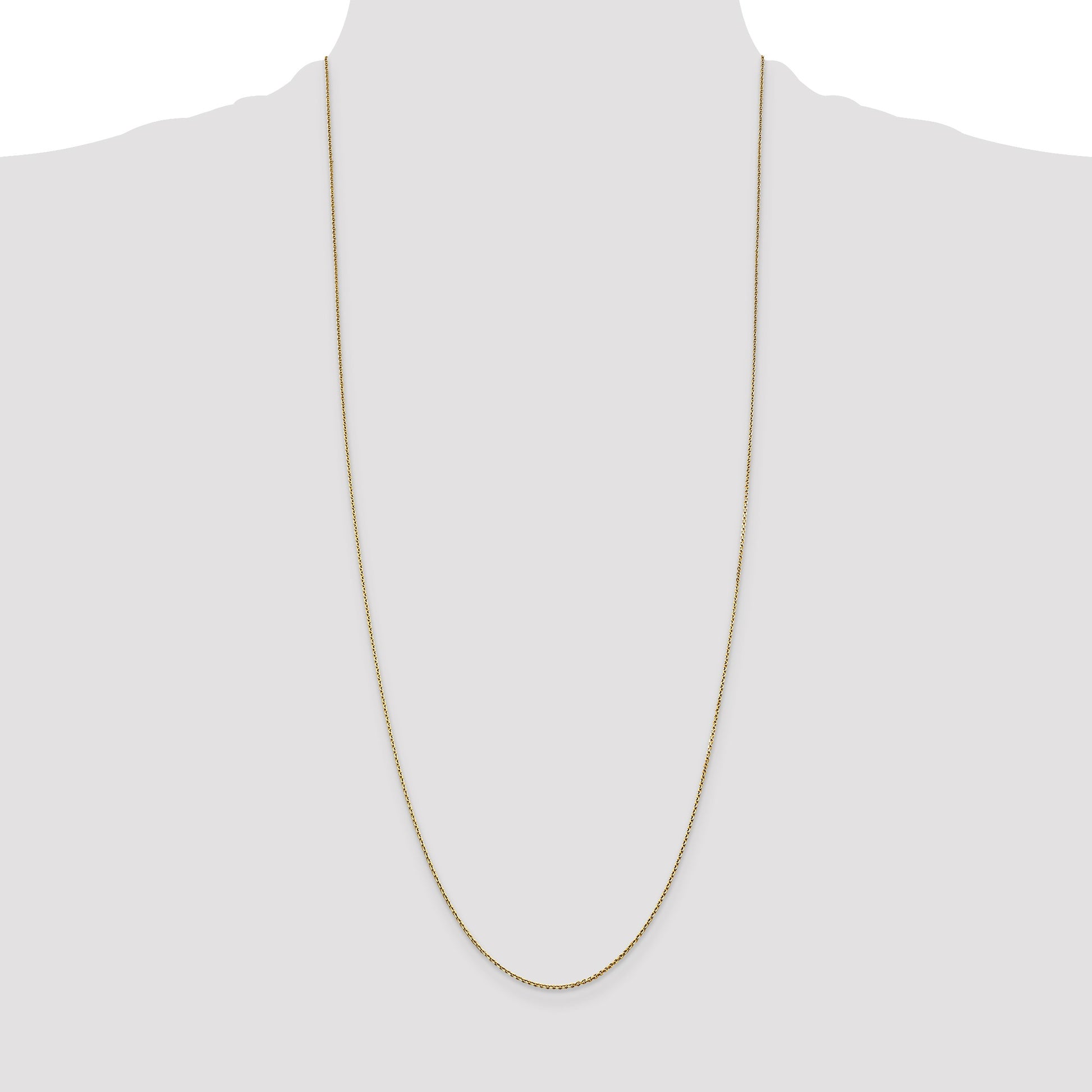 14K 30 inch .9mm Diamond-cut Round Open Link Cable with Lobster Clasp Chain