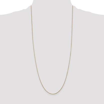 14K 30 inch .9mm Diamond-cut Round Open Link Cable with Lobster Clasp Chain
