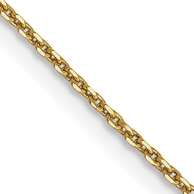 14K 16 inch .9mm Diamond-cut Round Open Link Cable with Lobster Clasp Chain