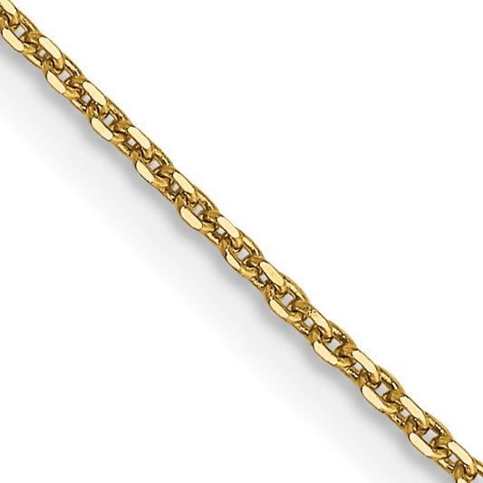 14K 20 inch .9mm Diamond-cut Round Open Link Cable with Lobster Clasp Chain