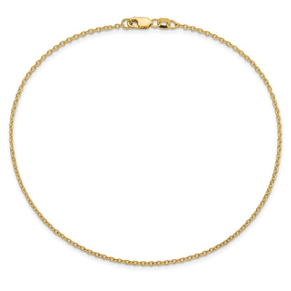 14K 10 inch 1.4mm Forzantine Cable with Lobster Clasp Anklet