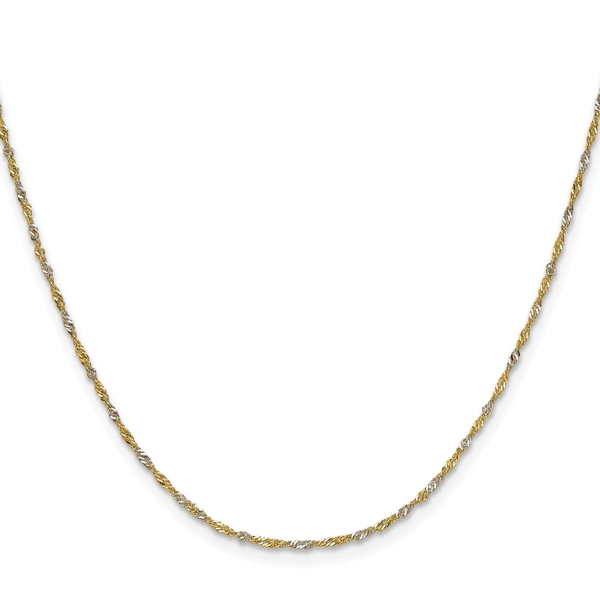 14k Yellow Gold with Rhodium 1.4mm Singapore Chain