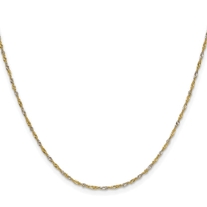 14k Yellow Gold with Rhodium 1.4mm Singapore Chain