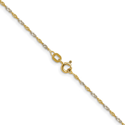 14k Yellow Gold with Rhodium 1.4mm Singapore Chain