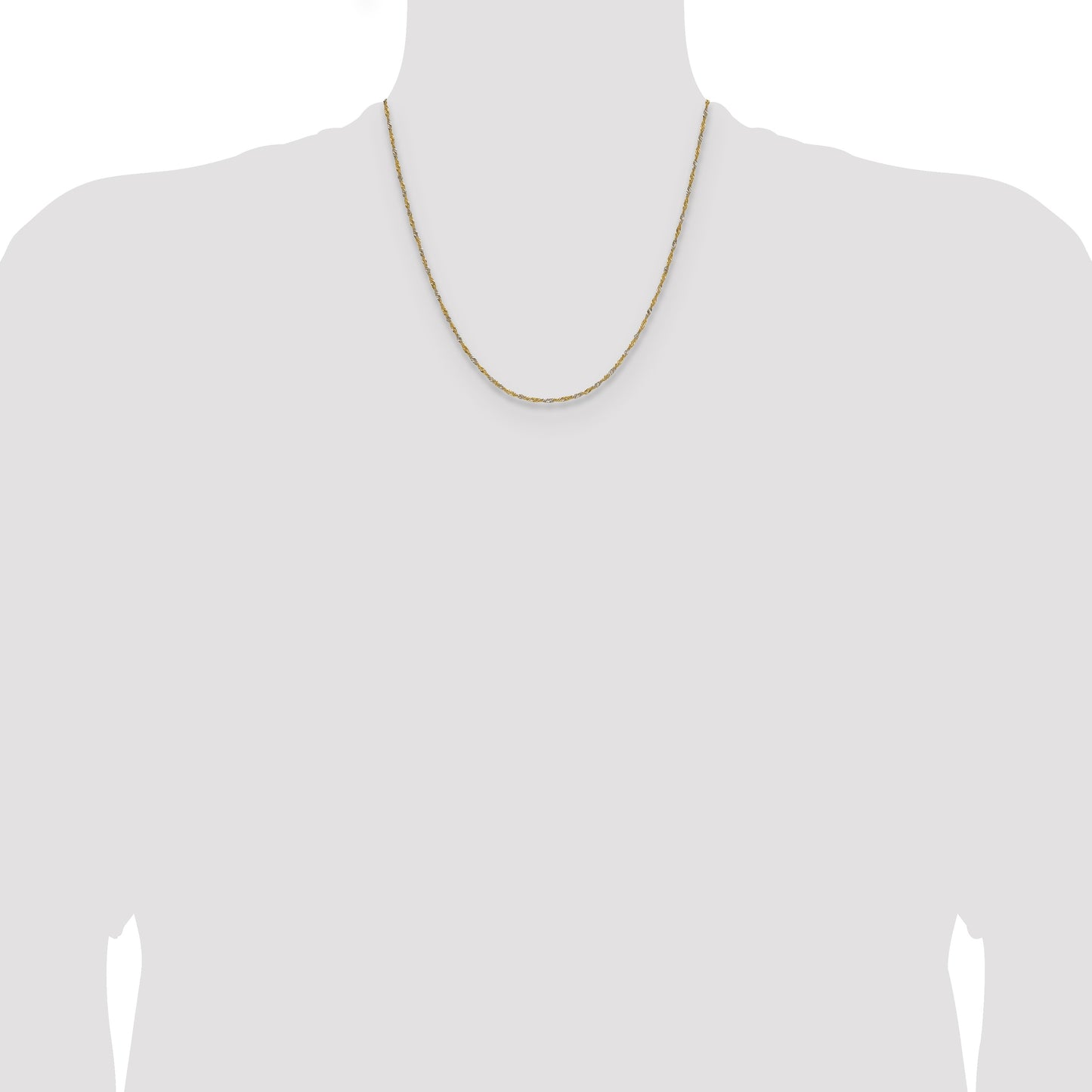 14k Yellow Gold with Rhodium 1.4mm Singapore Chain