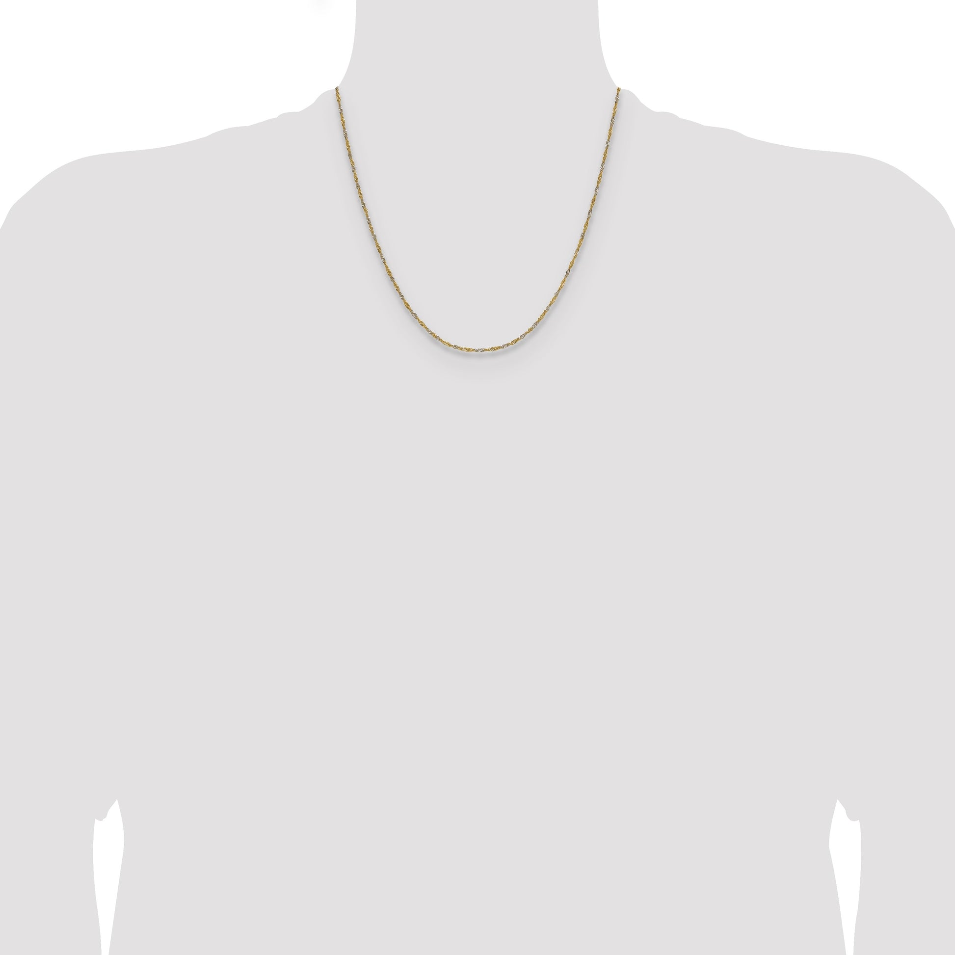 14k Yellow Gold with Rhodium 1.4mm Singapore Chain