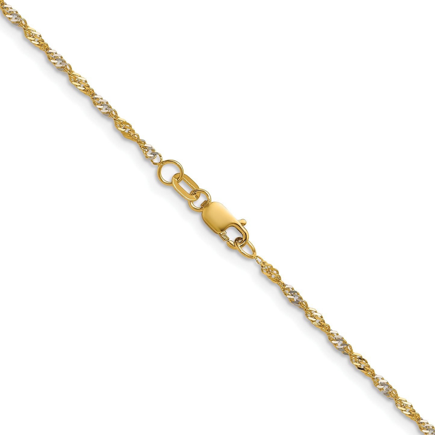 14k Yellow Gold with Rhodium 1.65mm Singapore Chain
