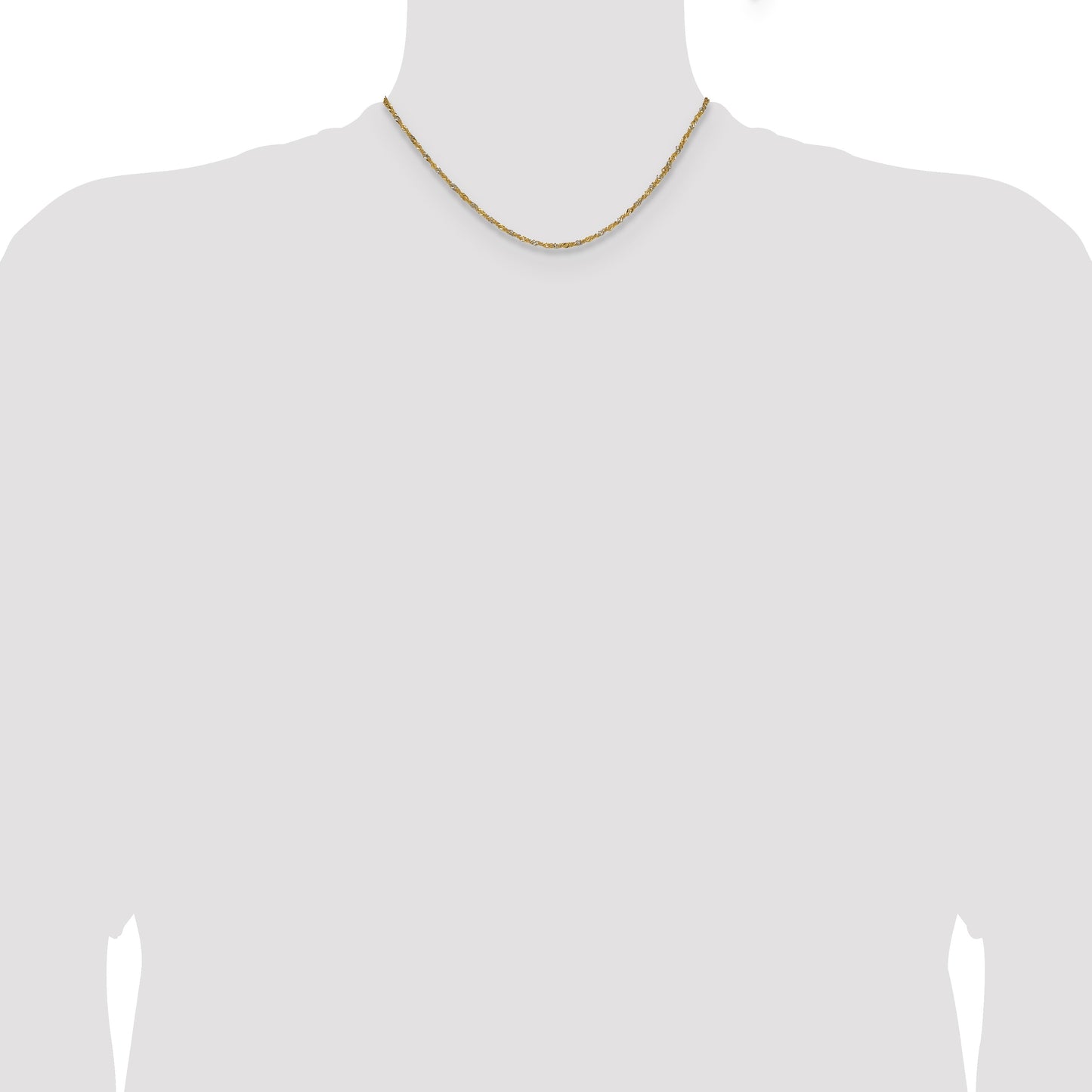 14k Yellow Gold with Rhodium 1.65mm Singapore Chain