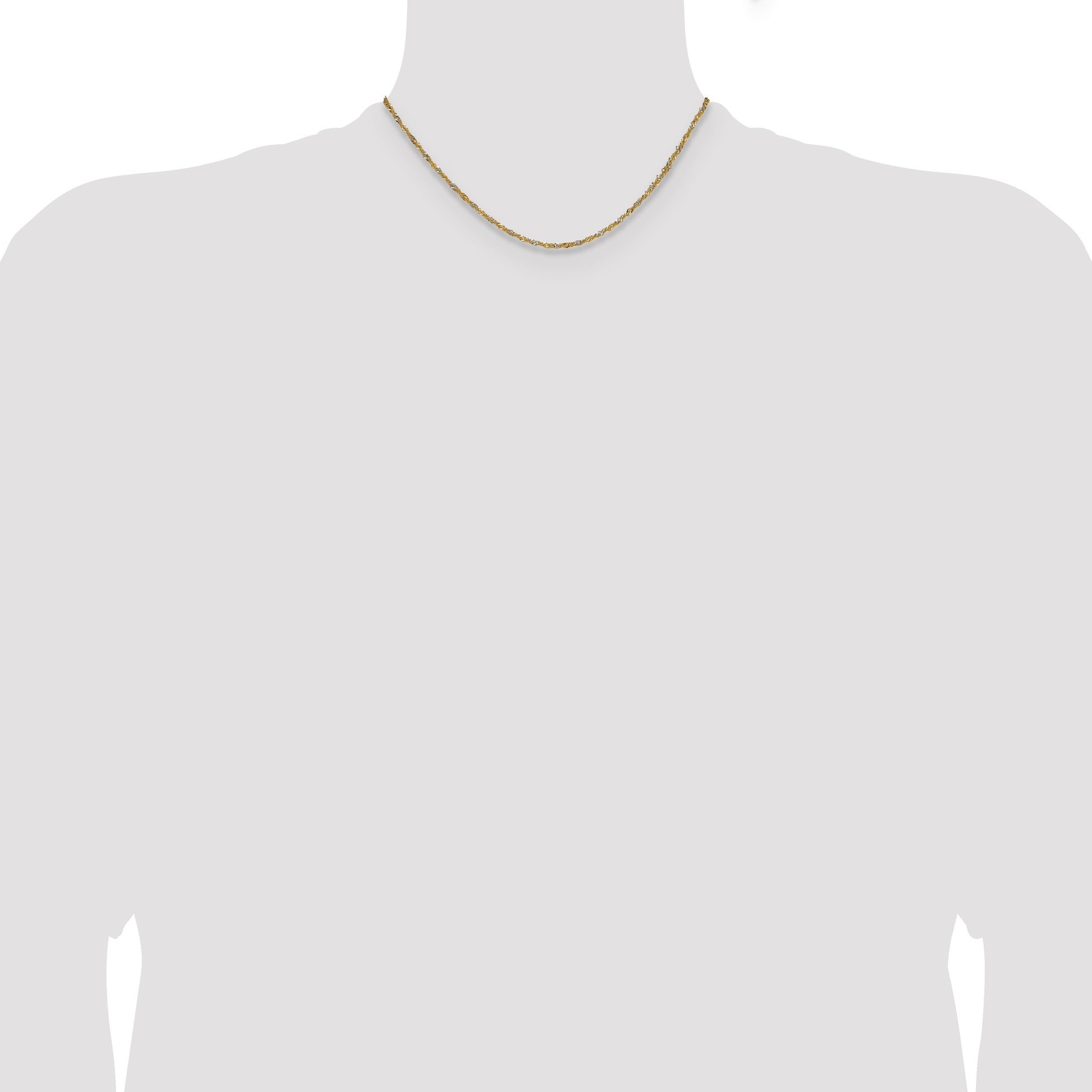 14k Yellow Gold with Rhodium 1.65mm Singapore Chain