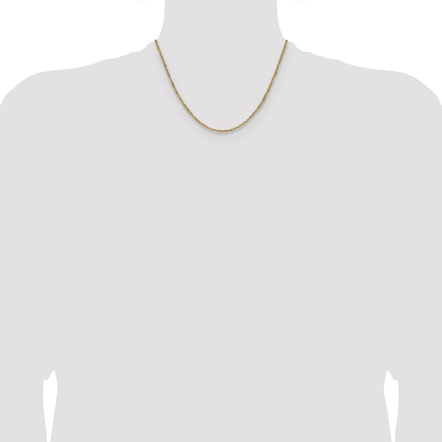 14k Yellow Gold with Rhodium 1.65mm Singapore Chain