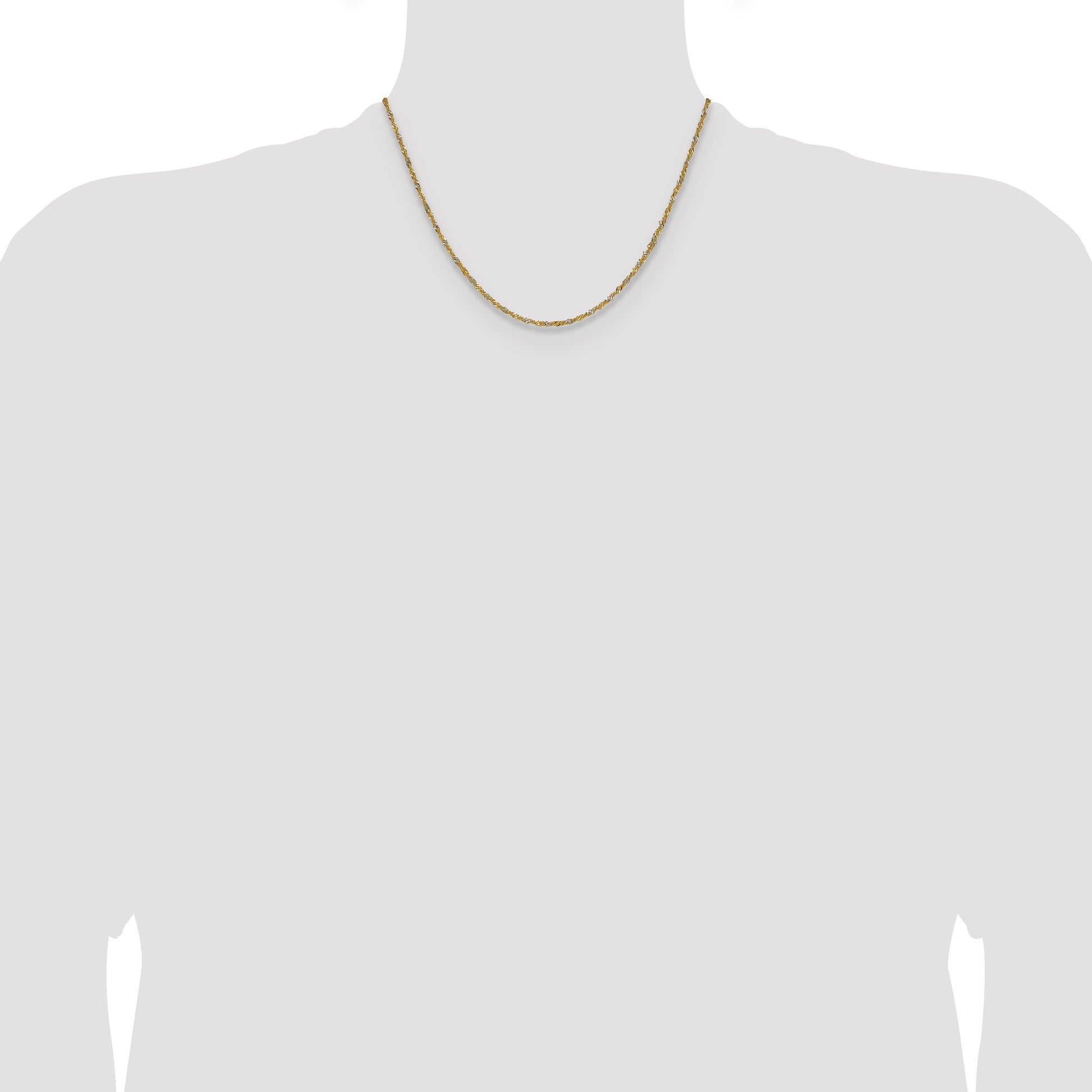 14k Yellow Gold with Rhodium 1.65mm Singapore Chain