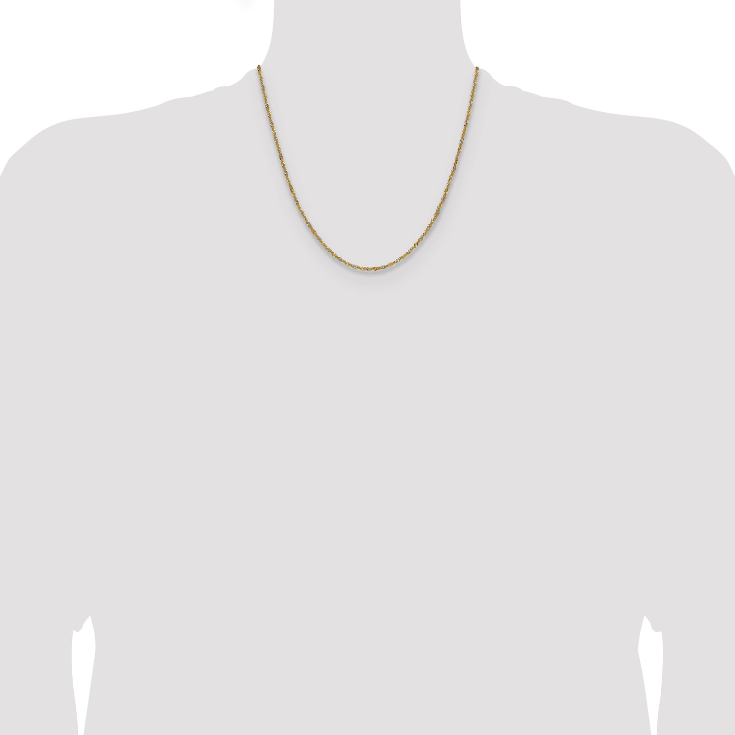 14k Yellow Gold with Rhodium 1.65mm Singapore Chain