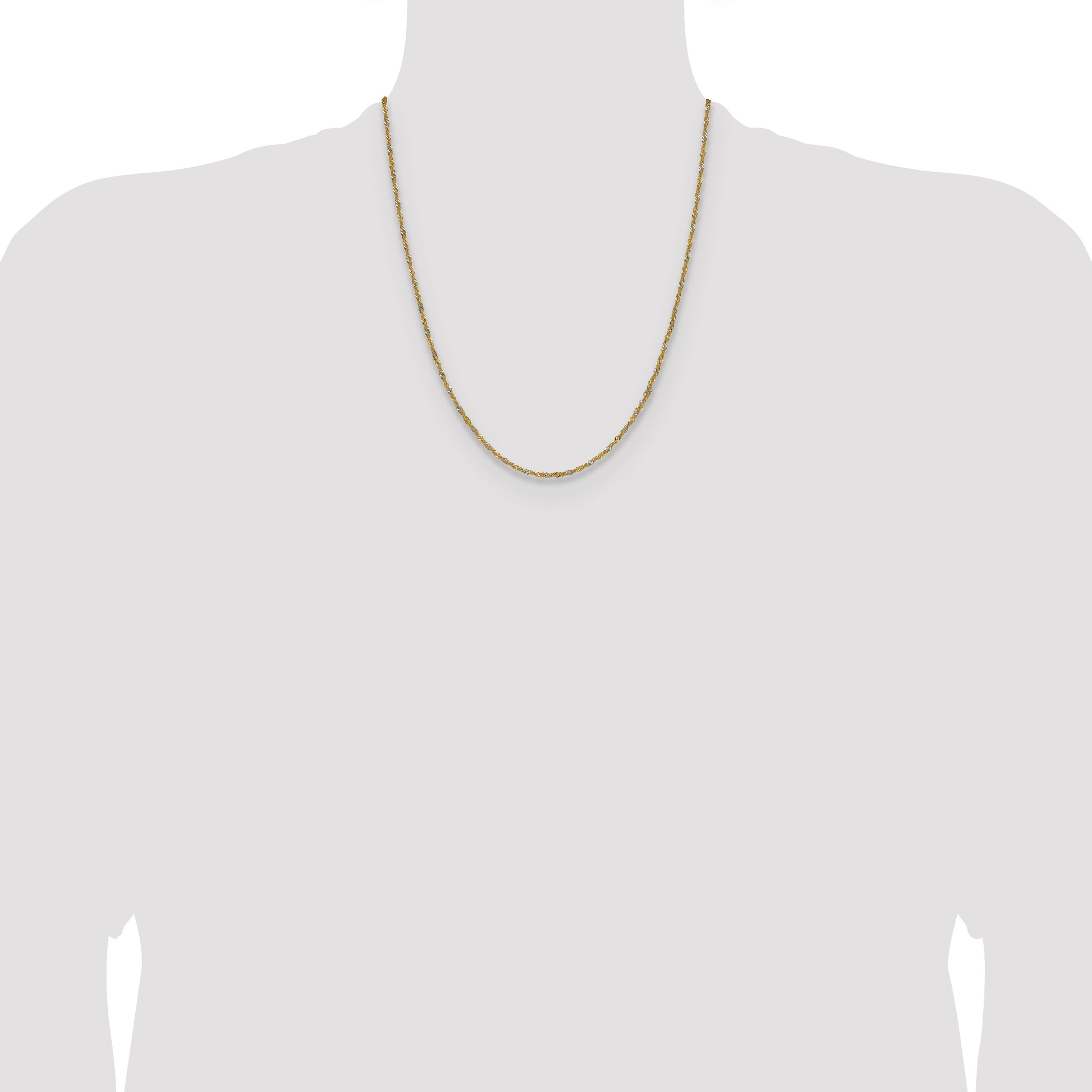 14k Yellow Gold with Rhodium 1.65mm Singapore Chain