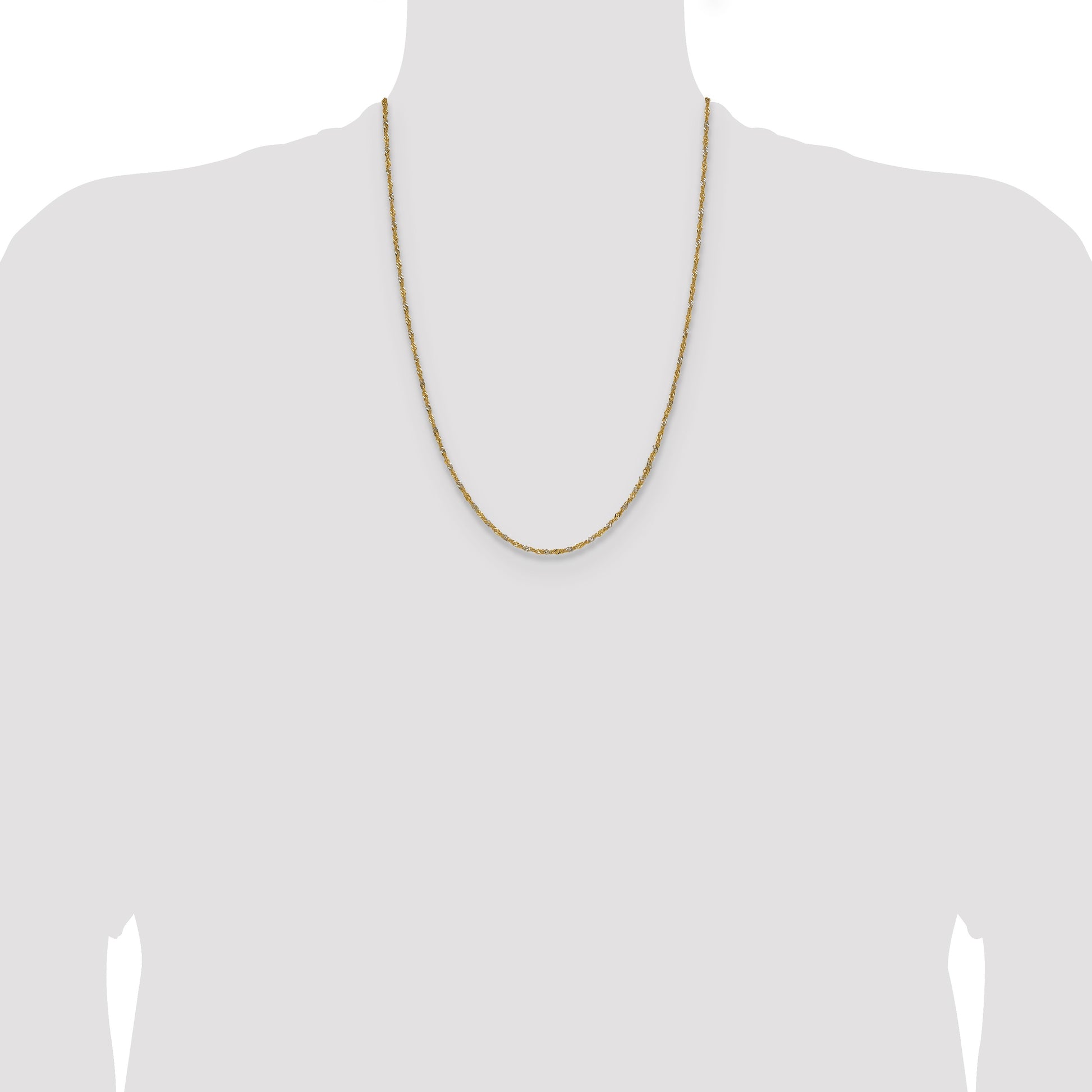 14k Yellow Gold with Rhodium 1.65mm Singapore Chain