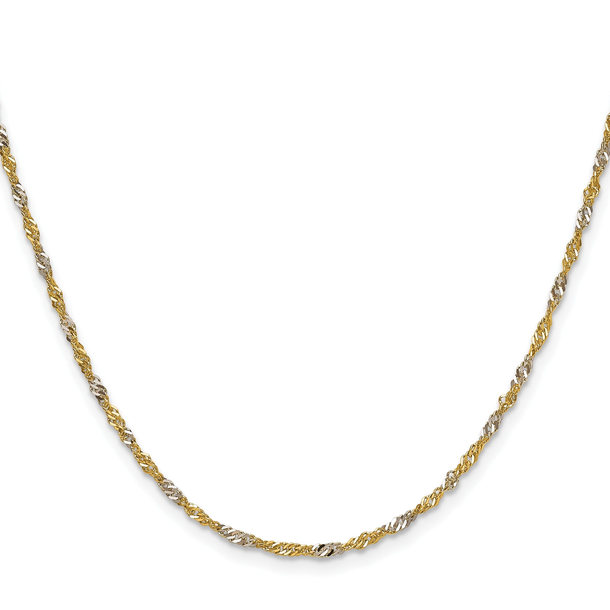 14k Yellow Gold with Rhodium 1.9mm Singapore Chain