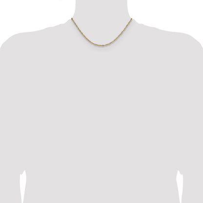14k Yellow Gold with Rhodium 1.9mm Singapore Chain