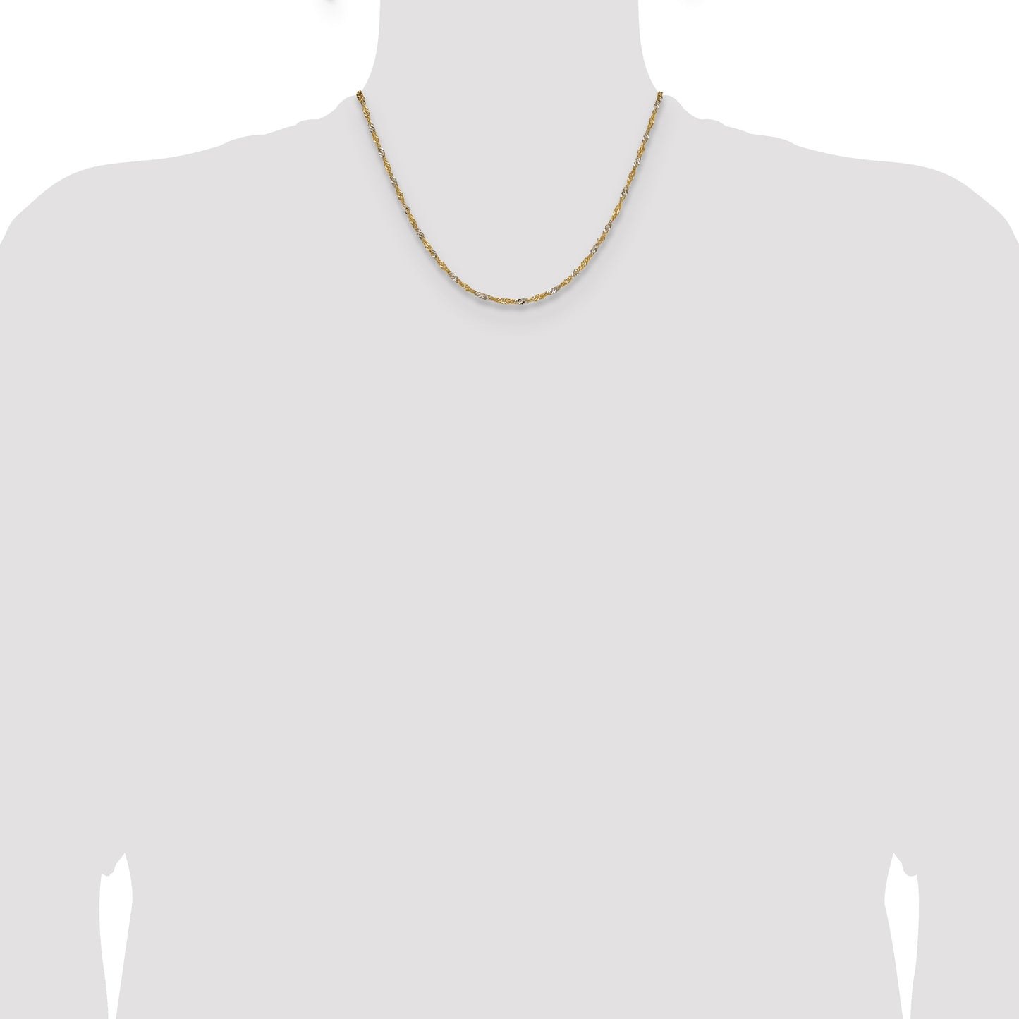 14k Yellow Gold with Rhodium 1.9mm Singapore Chain
