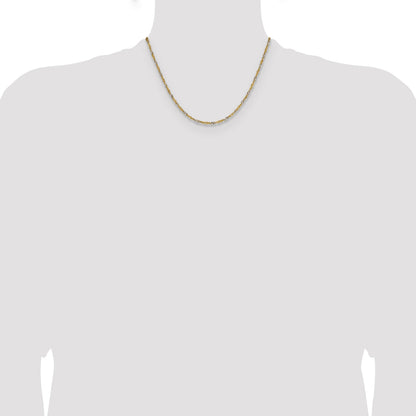 14k Yellow Gold with Rhodium 1.9mm Singapore Chain