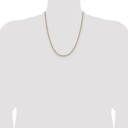 14k Yellow Gold with Rhodium 1.9mm Singapore Chain