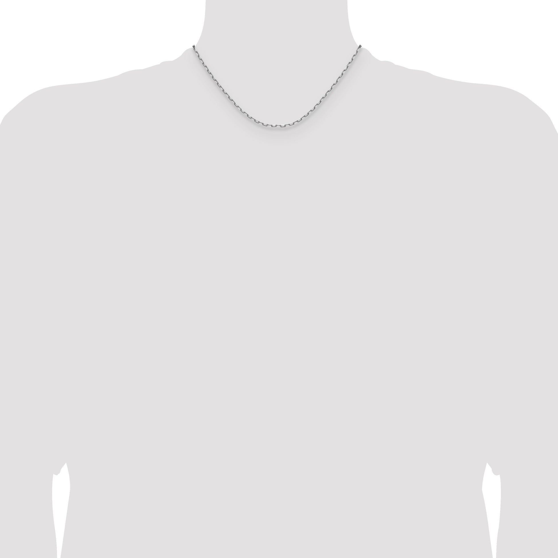 14k White Gold 2.1mm Solid Beveled Paperclip Chain