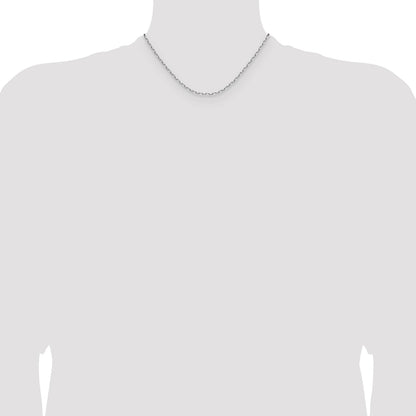 14k White Gold 2.1mm Solid Beveled Paperclip Chain