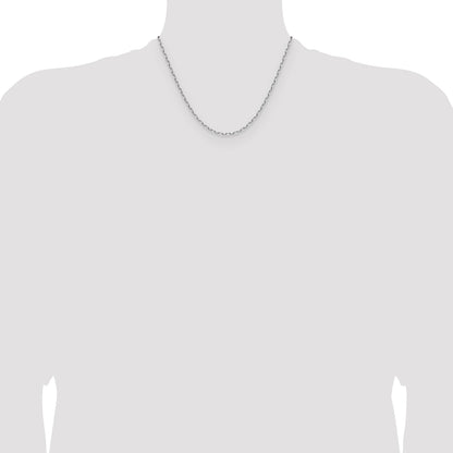 14k White Gold 2.1mm Solid Beveled Paperclip Chain