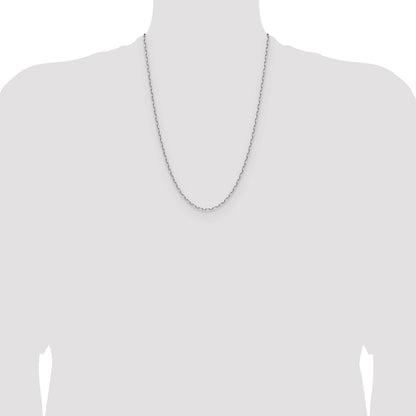 14k White Gold 2.1mm Solid Beveled Paperclip Chain