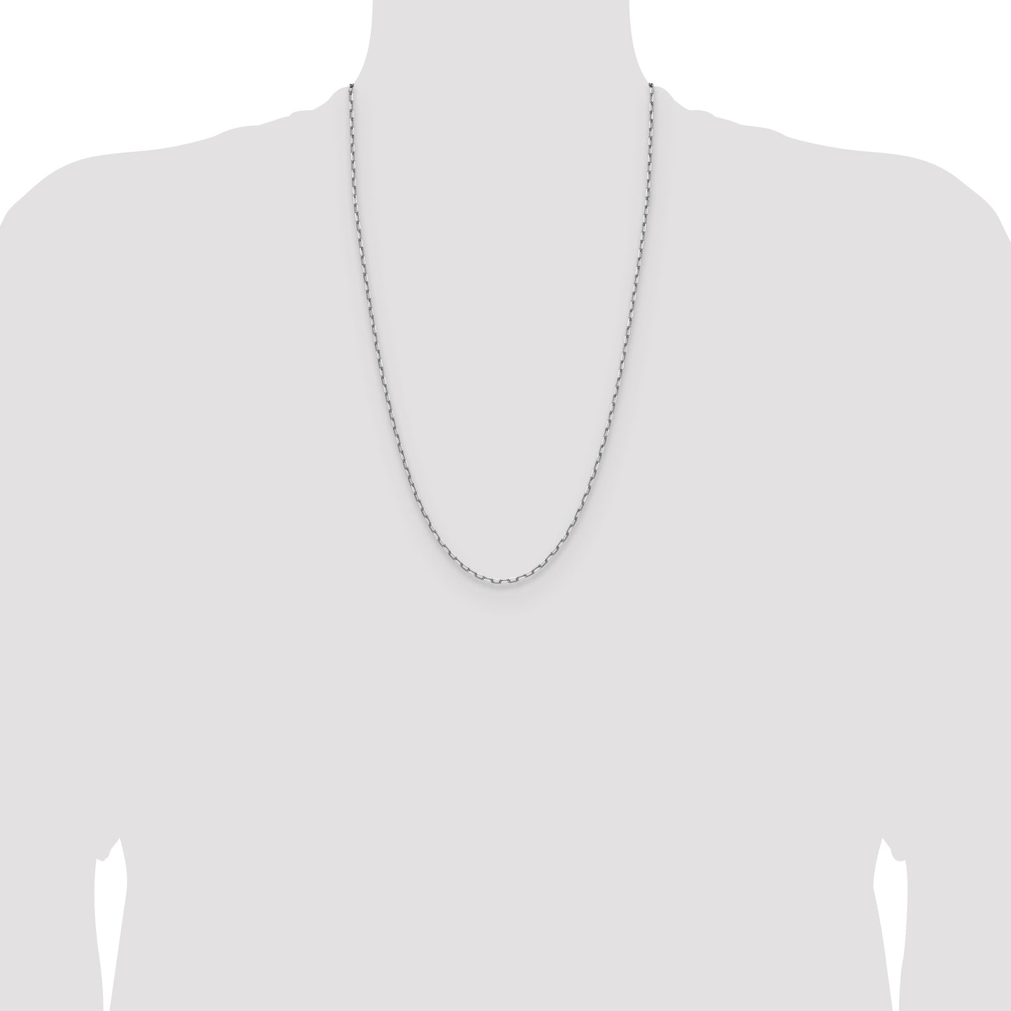 14k White Gold 2.1mm Solid Beveled Paperclip Chain